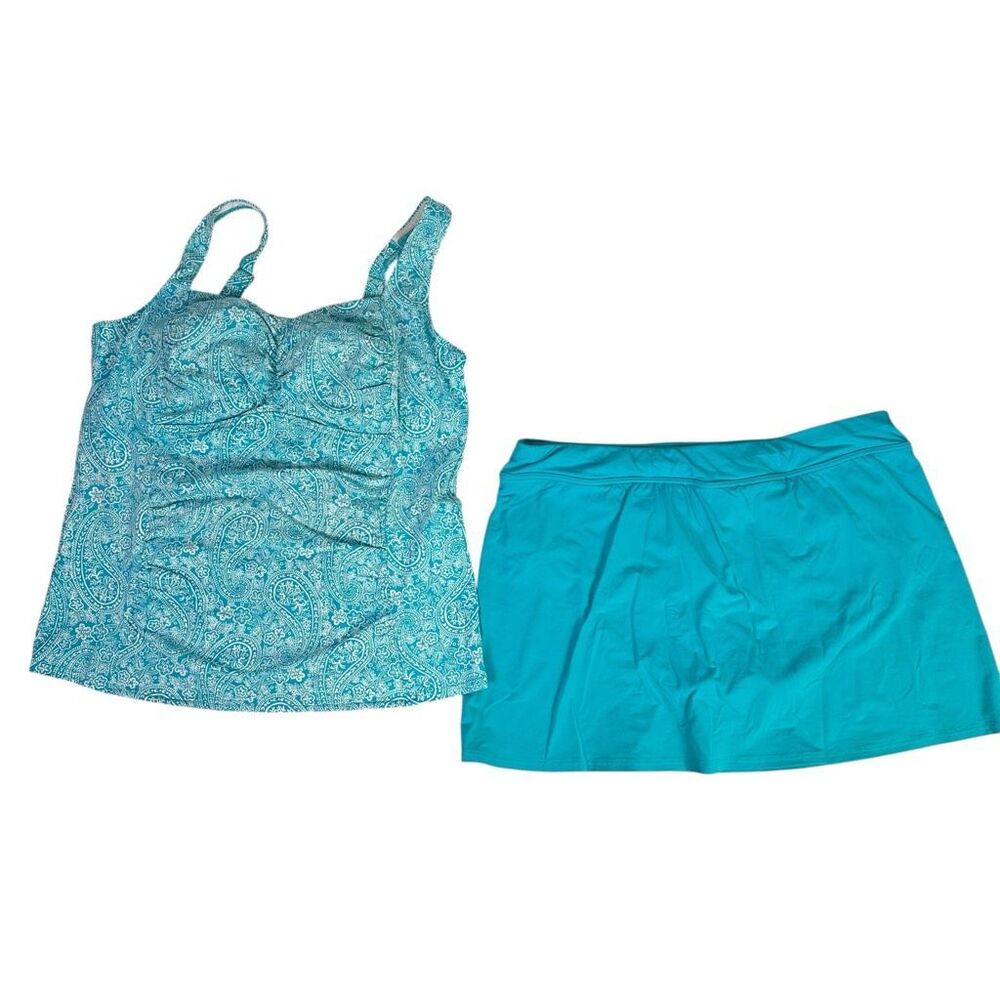 Lands' End Sweetheart neck Underwire Tankini Swimsuit size 16D Top 16 Bottom Pai